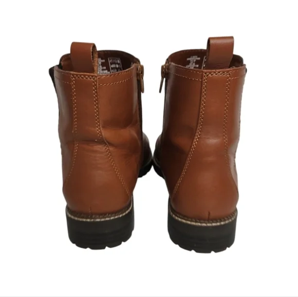 Lands' End Women's Side Zip Lug Sole Brown Chelsea Boot Size 9D (Wide) - Picture 3 of 11